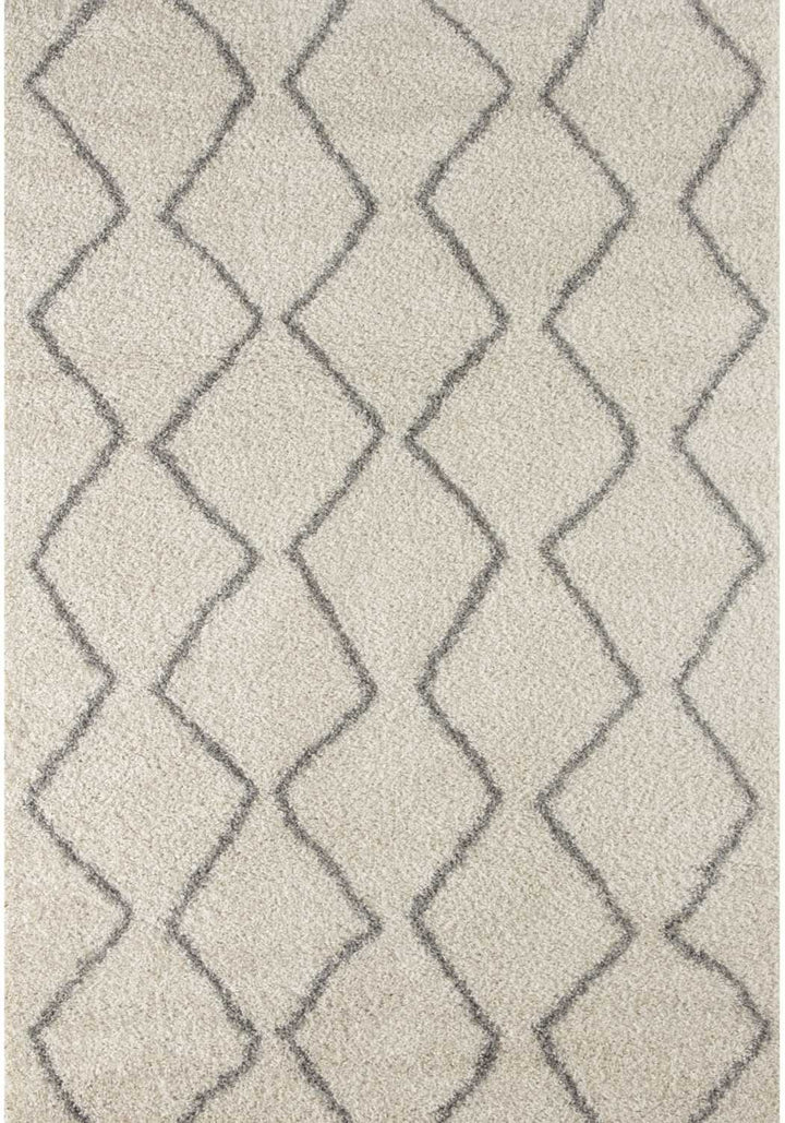 Elegant Moroccan Pattern Grey Ivory Rug Suitable for Floor heating