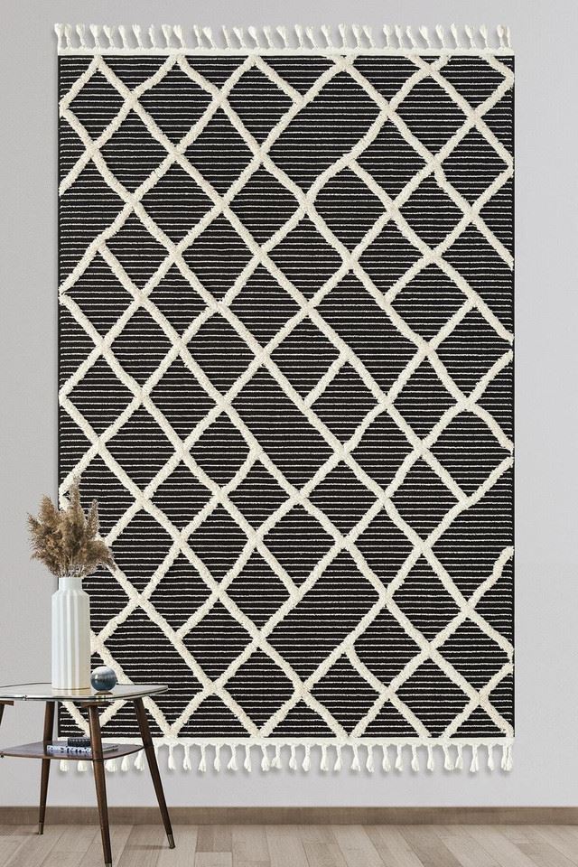 Scandi Indoor Rug Anthracite & White