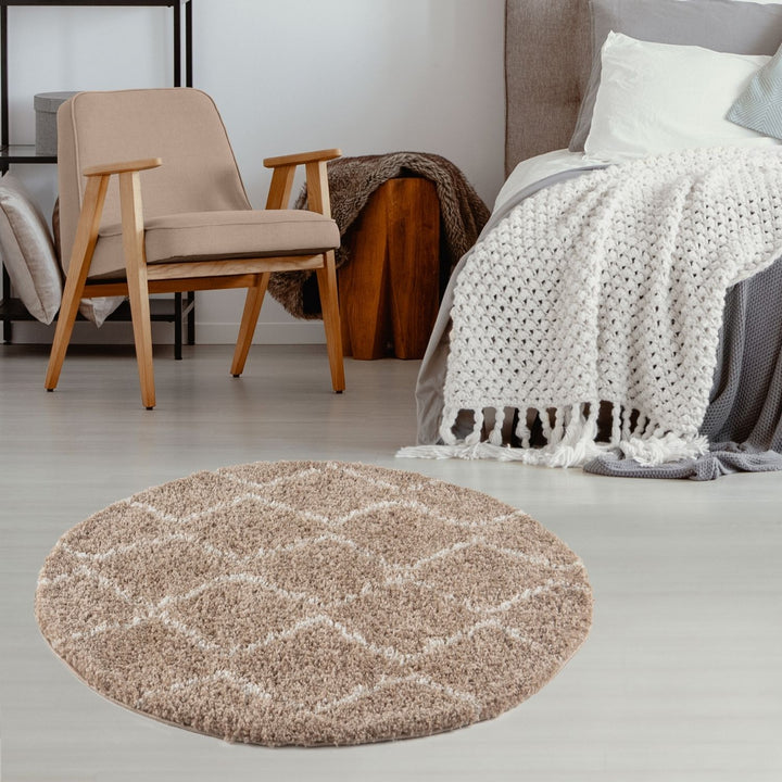 Shaggy rug Beige colour High Quality Elegant Moroccan Pattern