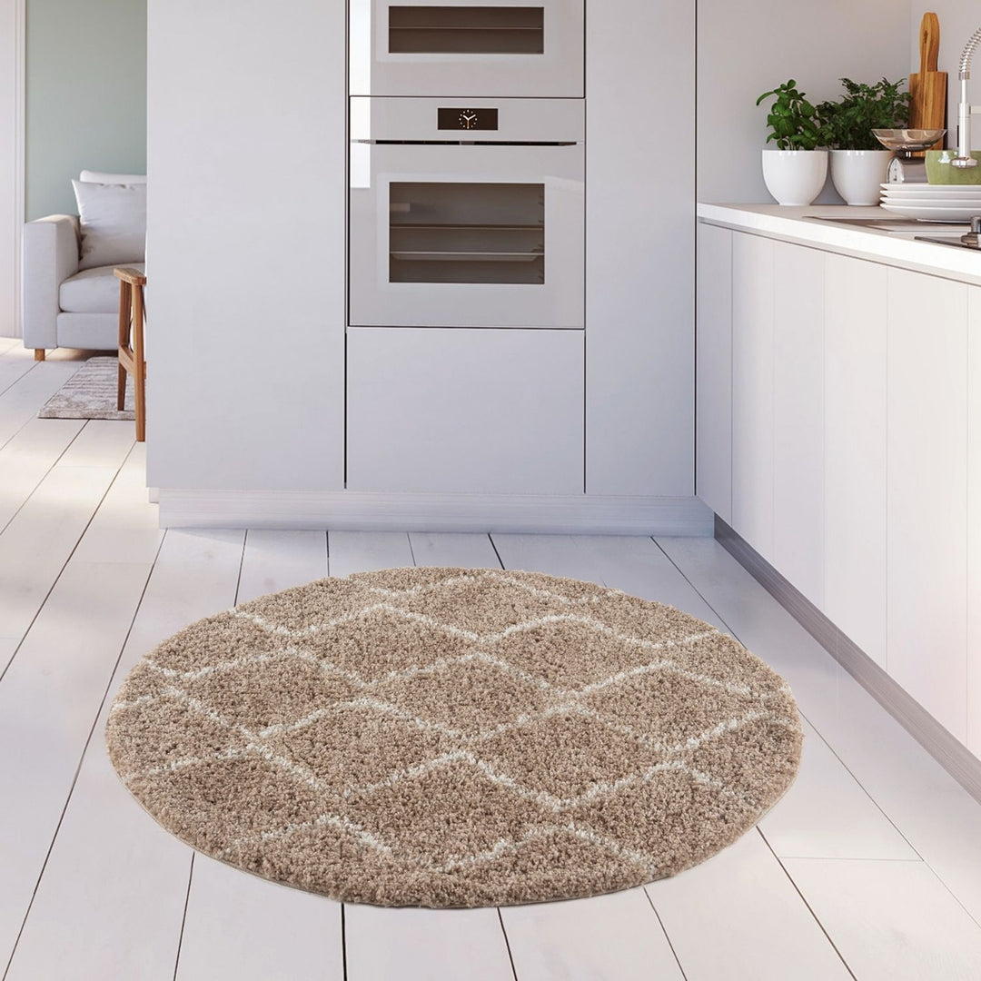 Shaggy rug Beige colour High Quality Elegant Moroccan Pattern