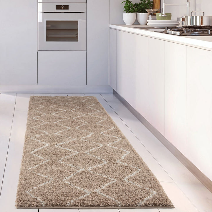 Shaggy rug Beige colour High Quality Elegant Moroccan Pattern