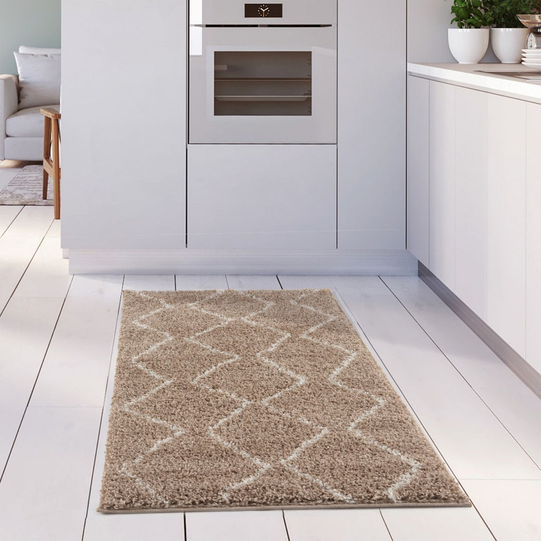 Shaggy rug Beige colour High Quality Elegant Moroccan Pattern