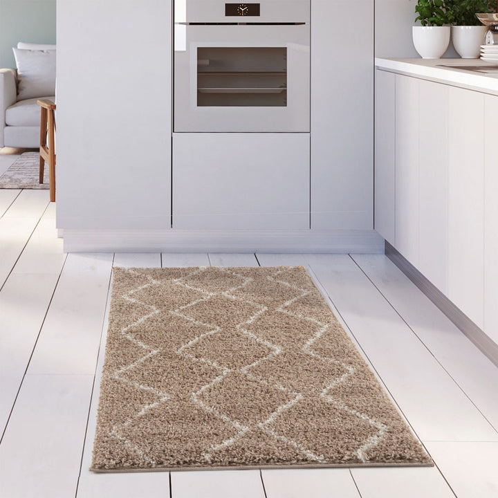 Shaggy rug Beige colour High Quality Elegant Moroccan Pattern