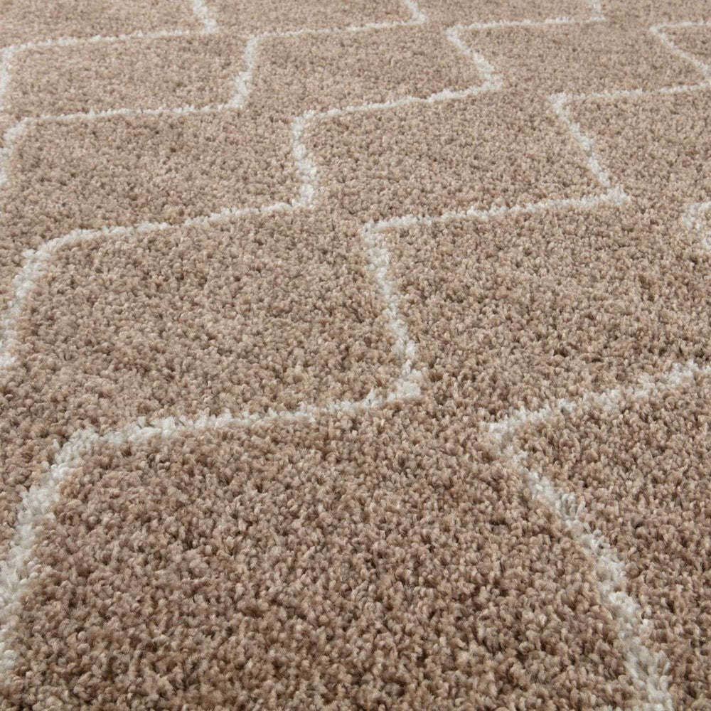 Shaggy rug Beige colour High Quality Elegant Moroccan Pattern