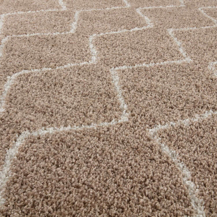 Shaggy rug Beige colour High Quality Elegant Moroccan Pattern