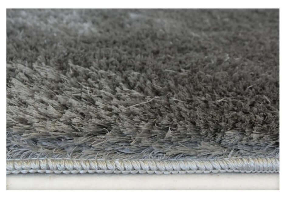 Machine Washable Shaggy Rug Plain Design in Grey