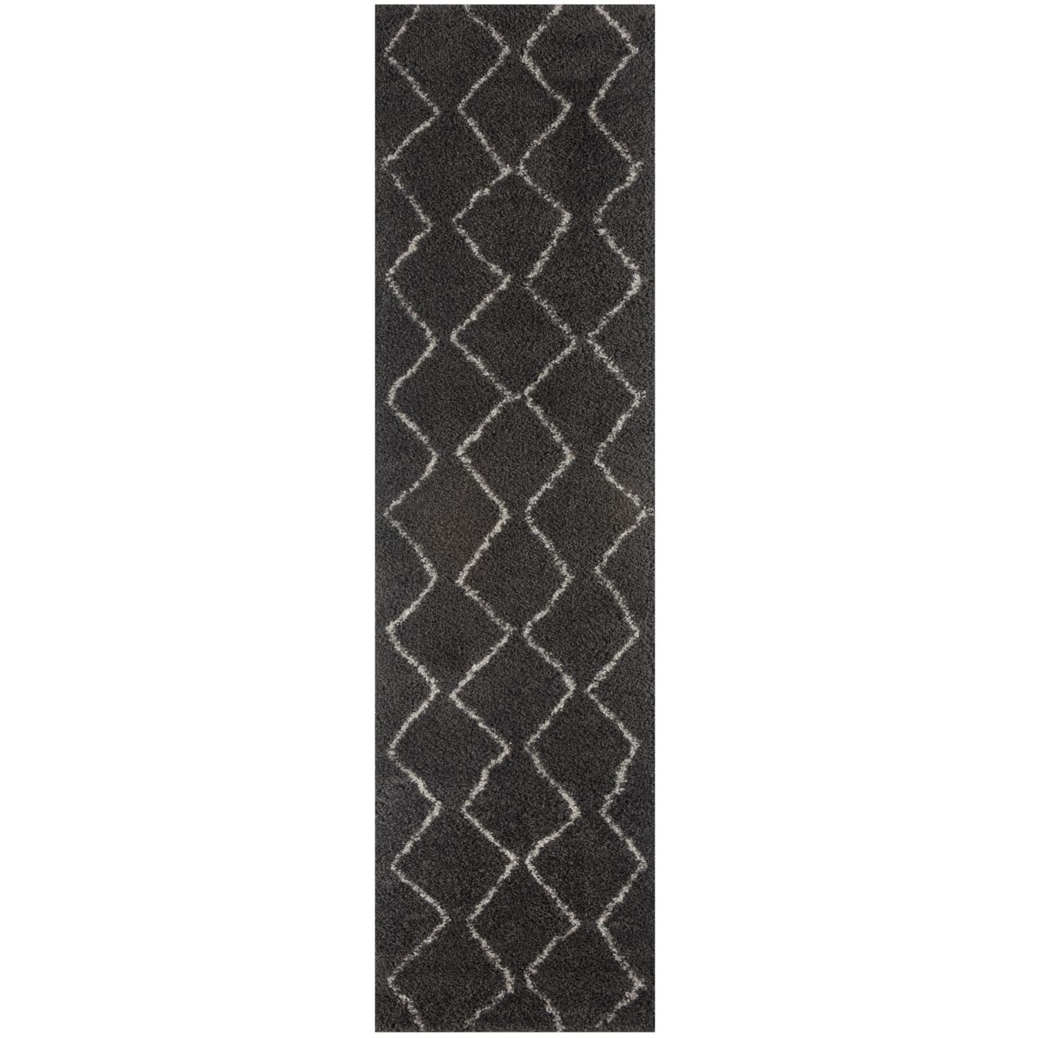 Shaggy Dark grey rug High Qualit Elegant Moroccan Pattern Suitable for Floor heating