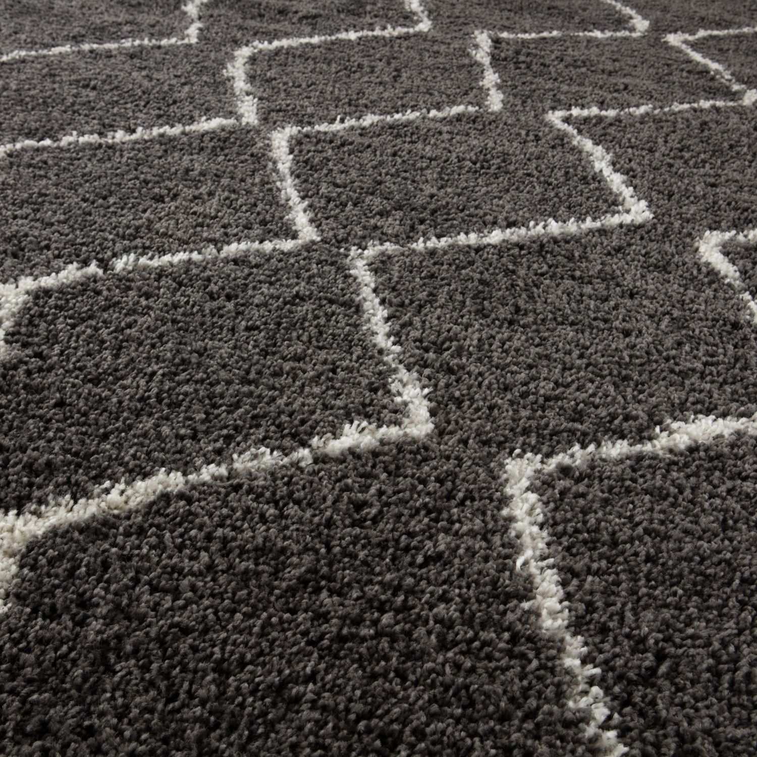Shaggy Dark grey rug High Qualit Elegant Moroccan Pattern Suitable for Floor heating