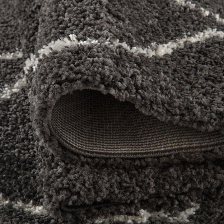 Shaggy Dark grey rug High Qualit Elegant Moroccan Pattern Suitable for Floor heating