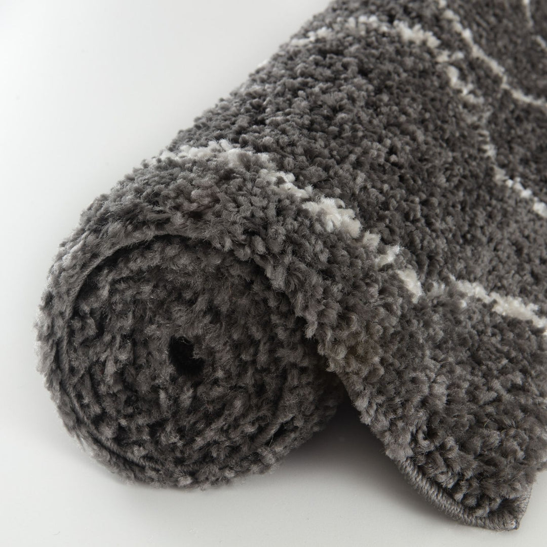 Shaggy Dark grey rug High Qualit Elegant Moroccan Pattern Suitable for Floor heating