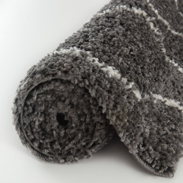Shaggy Dark grey rug High Qualit Elegant Moroccan Pattern Suitable for Floor heating