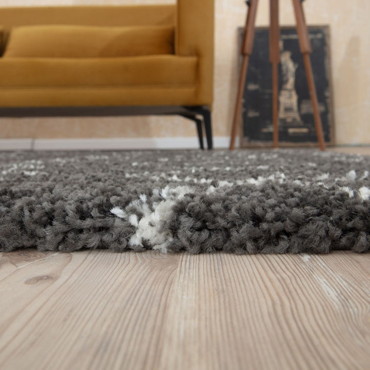 Shaggy Dark grey rug High Qualit Elegant Moroccan Pattern Suitable for Floor heating
