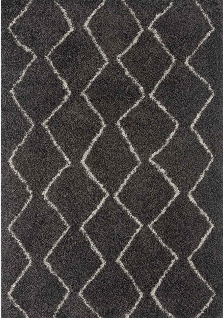 Shaggy Dark grey rug High Qualit Elegant Moroccan Pattern Suitable for Floor heating