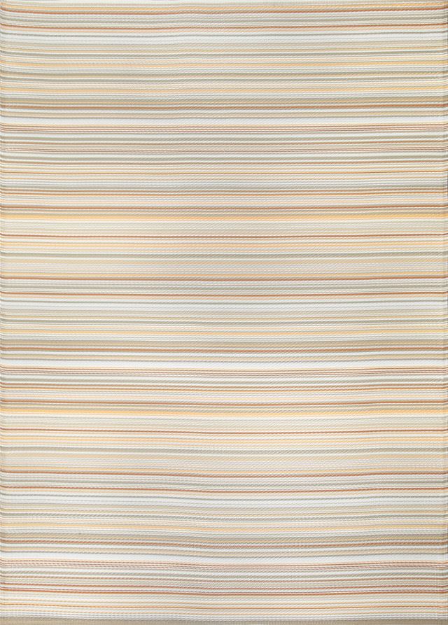 Beige Rainbow Outdoor Rug with colorful striped geometric patterns for stylish outdoor decor.