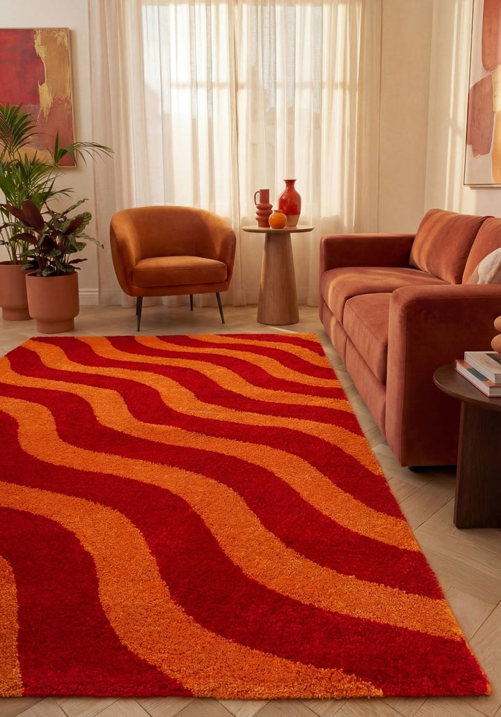 Joli Wave Red & Orange Rug