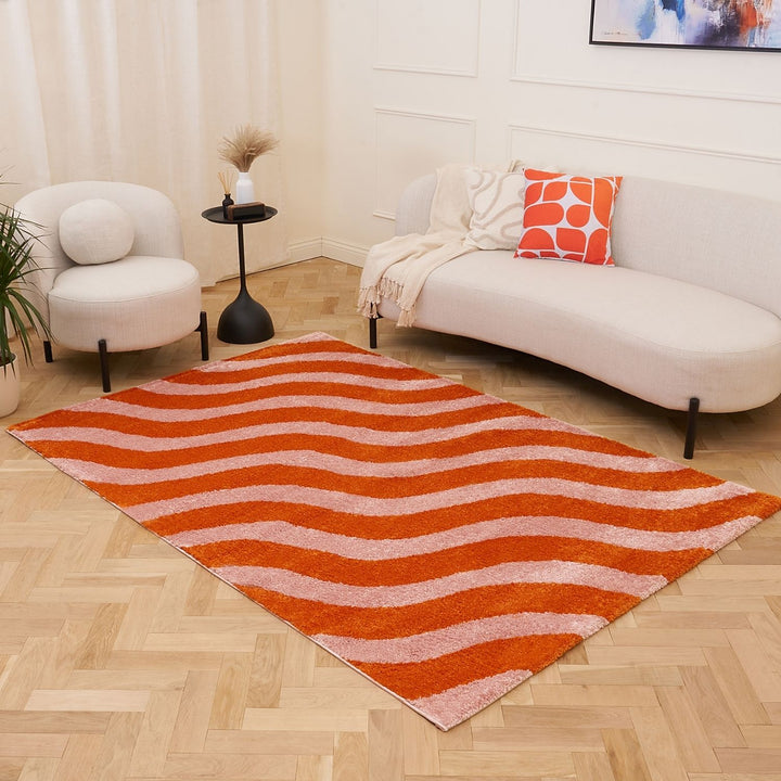 Patterned orange and pink fabric texture