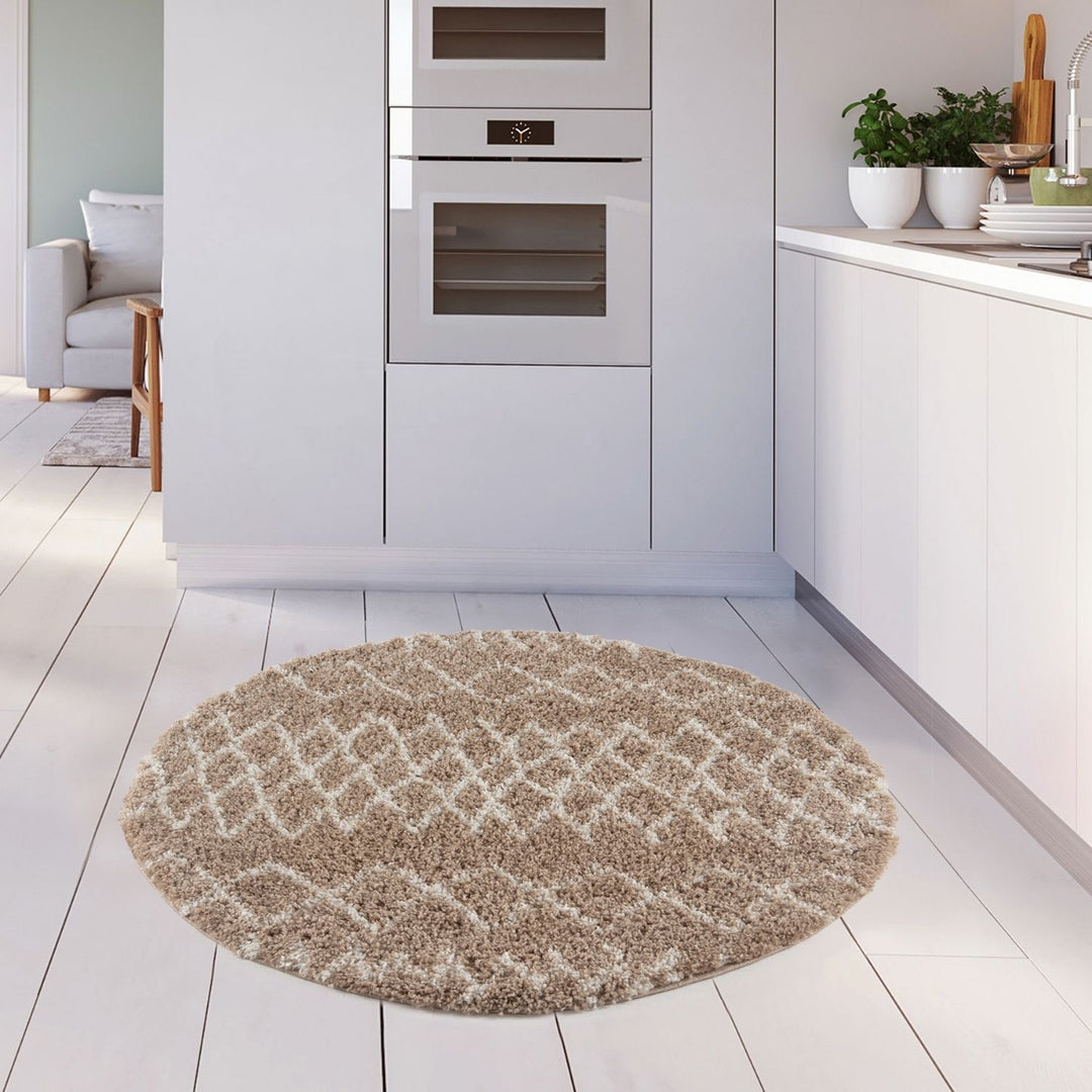 Beige Shaggy rug High Quality Elegant Moroccan Pattern