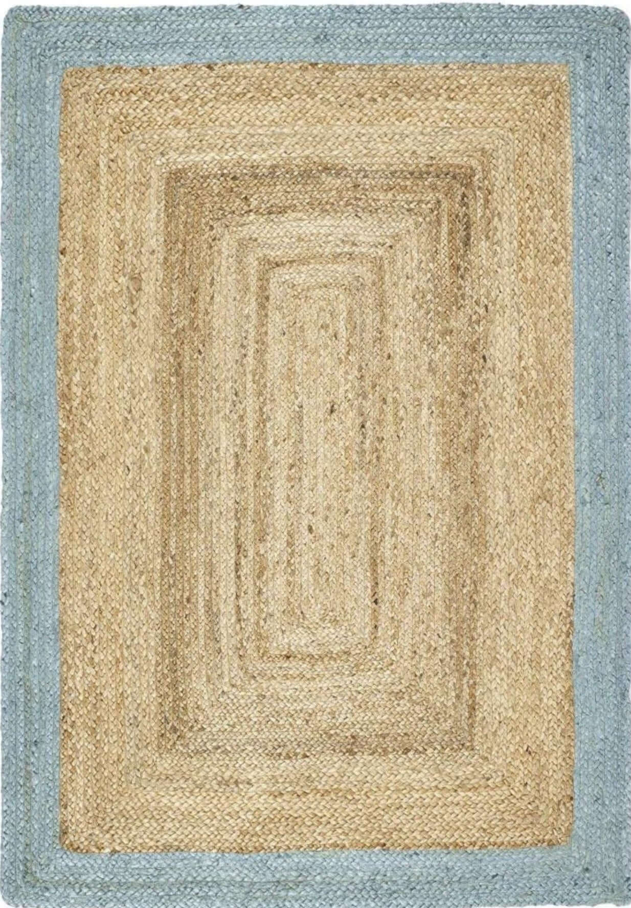 Bordered Duck Egg Blue Jute Rug – The Rugs