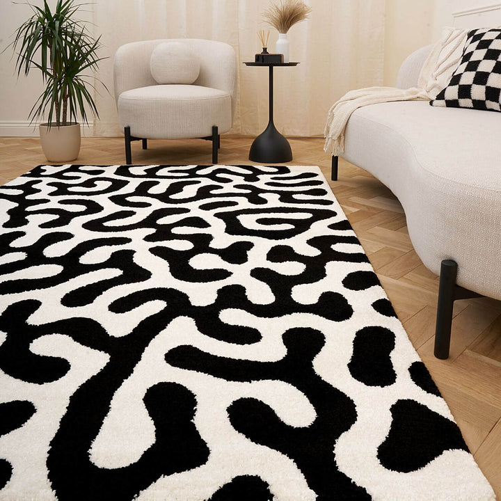 Abstract design, black&white rug, Easy Care | THE RUGS