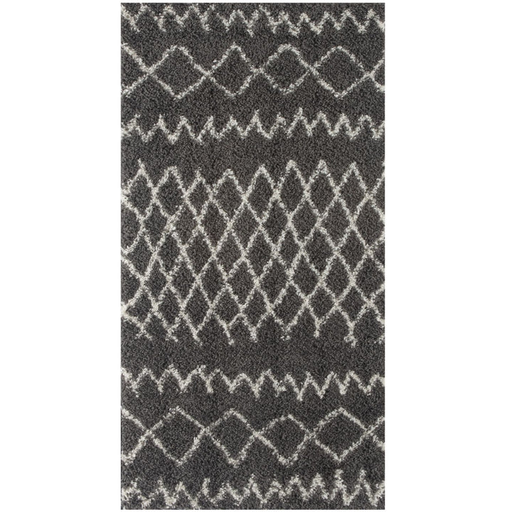 Moroccan dark grey shaggy rug non-shedding, pet-friendly, and easy to clean