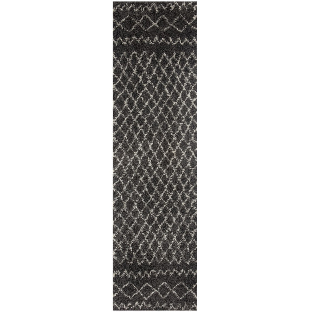 Moroccan dark grey shaggy rug non-shedding, pet-friendly, and easy to clean