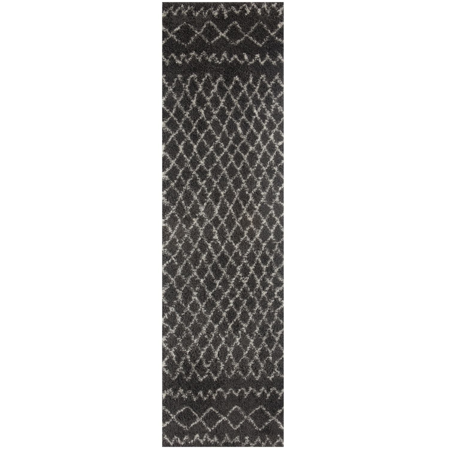 Moroccan dark grey shaggy rug non-shedding, pet-friendly, and easy to clean