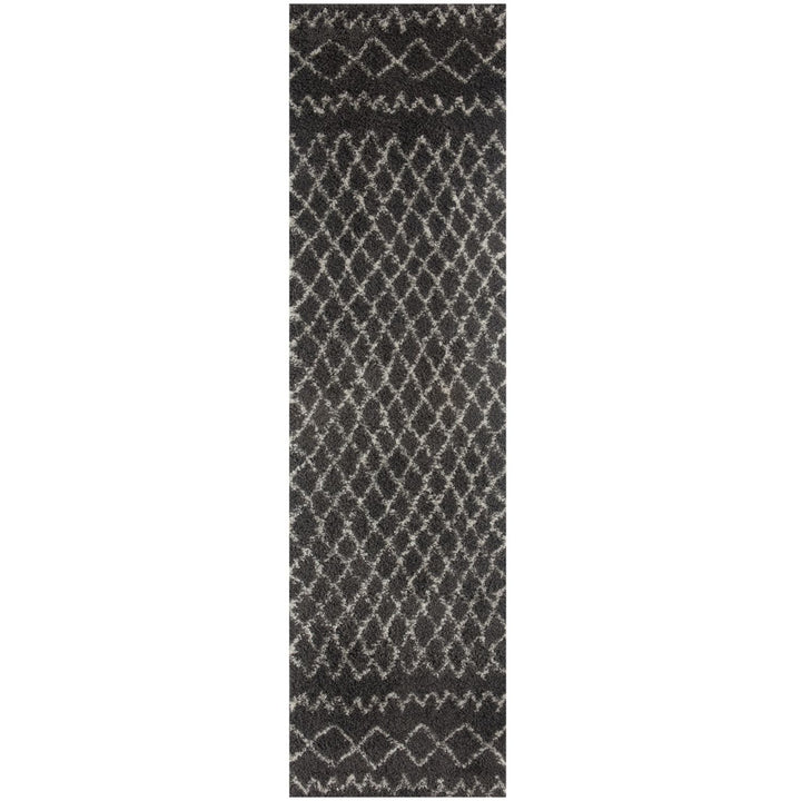 Moroccan dark grey shaggy rug non-shedding, pet-friendly, and easy to clean