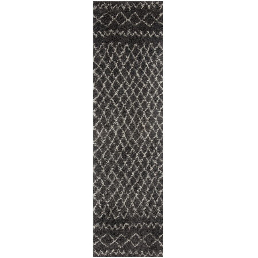 Moroccan dark grey shaggy rug non-shedding, pet-friendly, and easy to clean
