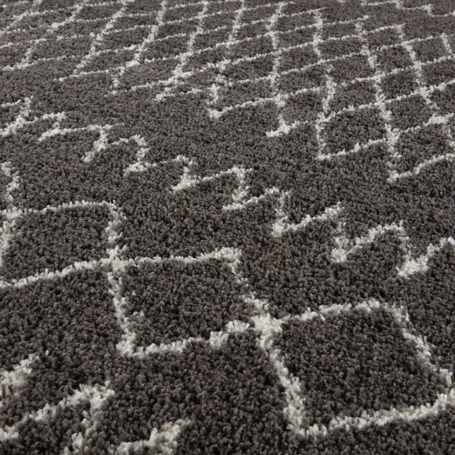 Moroccan dark grey shaggy rug non-shedding, pet-friendly, and easy to clean