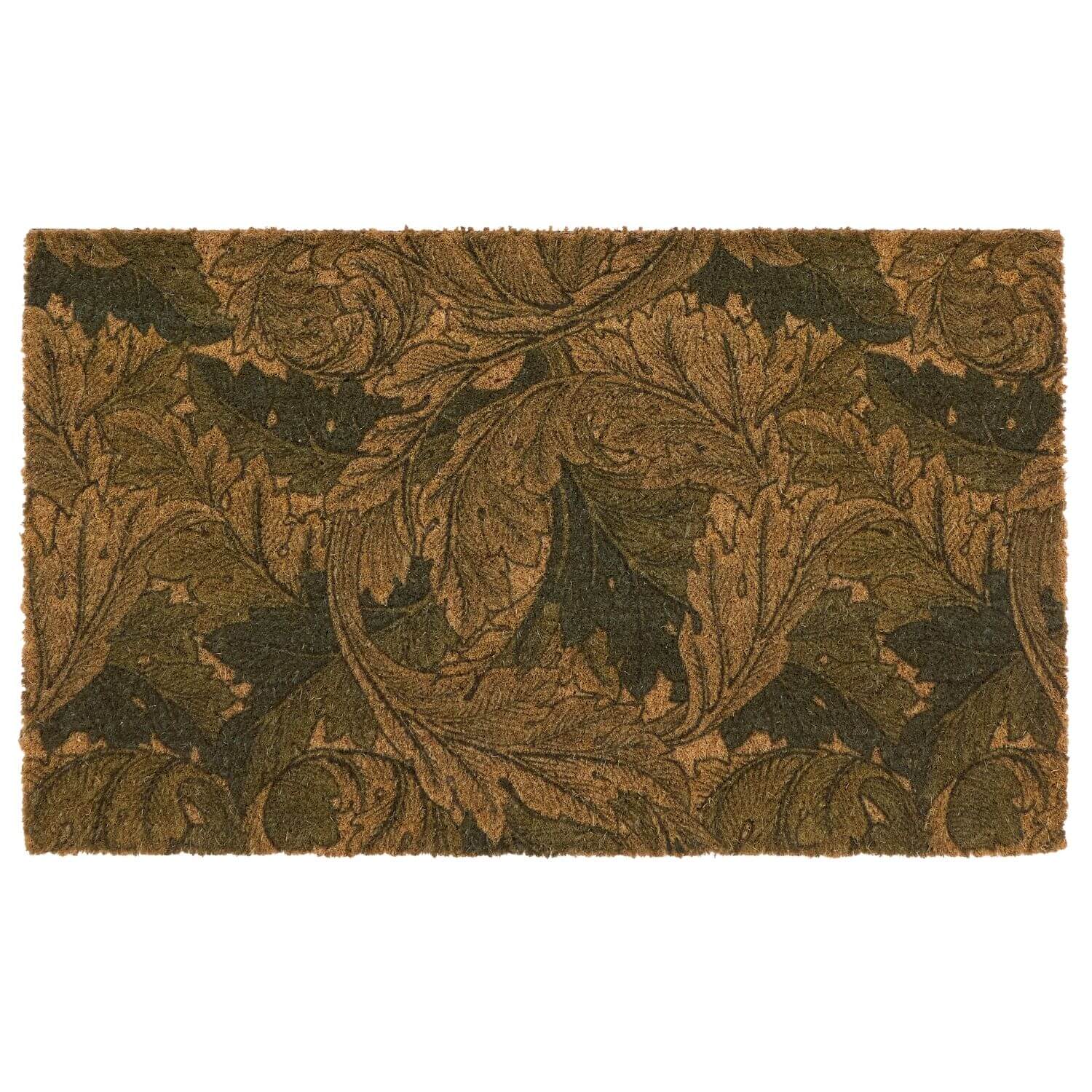 Decorative doormat with leaf pattern on a white background