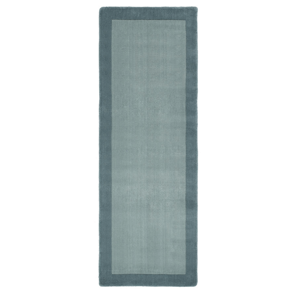 Bordered Duck Egg Blue Wool Rug