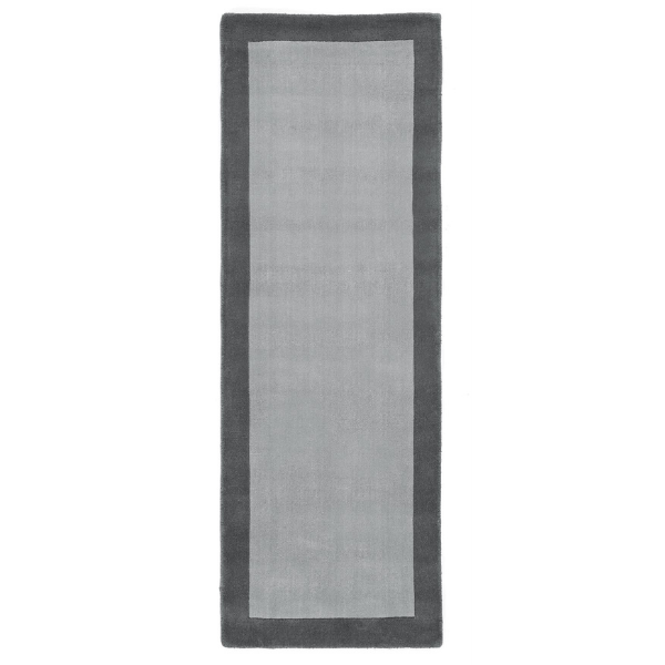 Bordered Grey Wool Rug