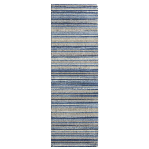 Fine Stripes Blue Wool Rug