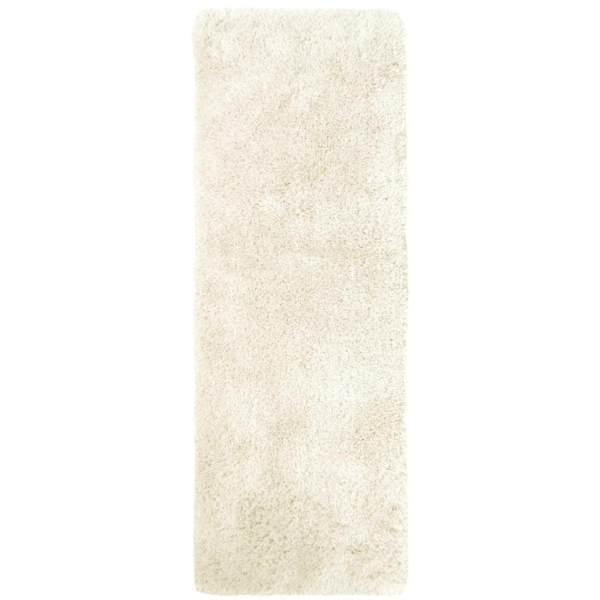 Machine Washable Shaggy Rug Plain Design in White