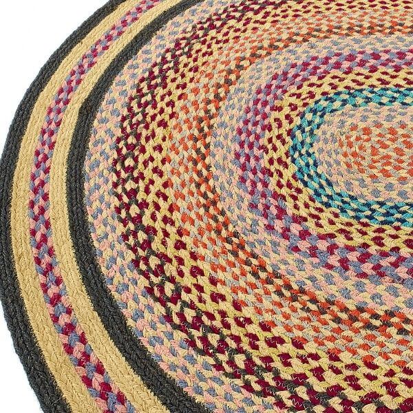 Colourful Multicolour Jute Rug - Oval