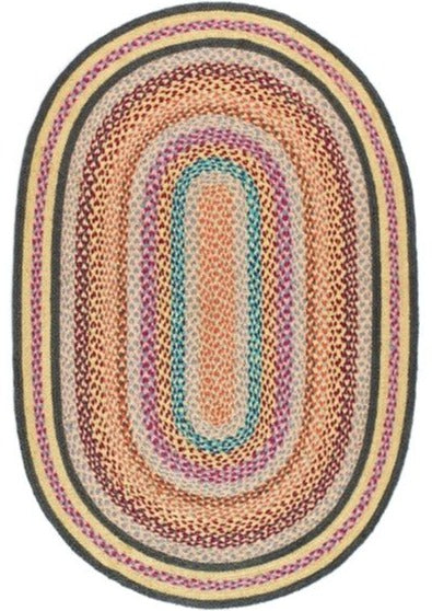 Colourful Multicolour Jute Rug - Oval