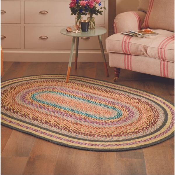 Colourful Multicolour Jute Rug - Oval