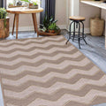 Chevron Beige Jute Looking Washable Rug