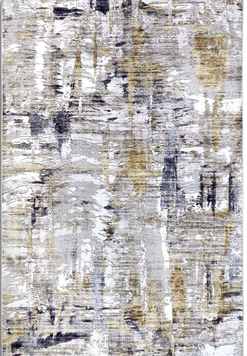 Shortpile Rug Anthracite Gold – Abstract Modern