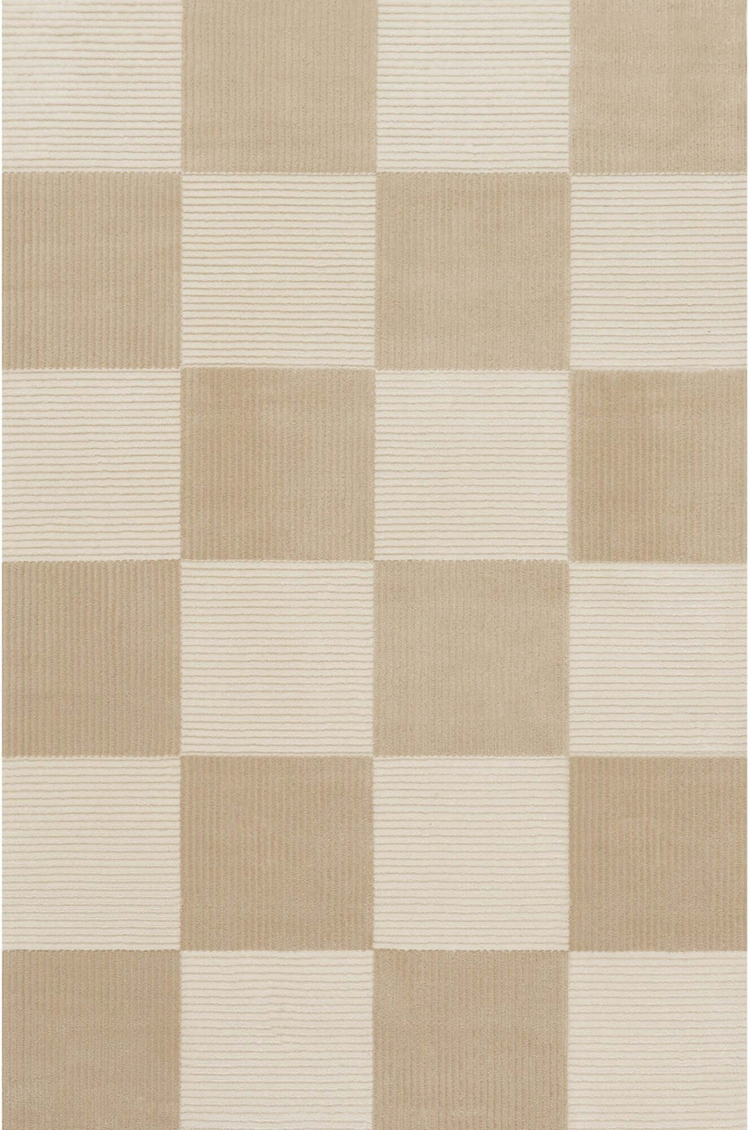 The Rugs Modern Living Room Rug - Checkered Design Sync Rug in Beige