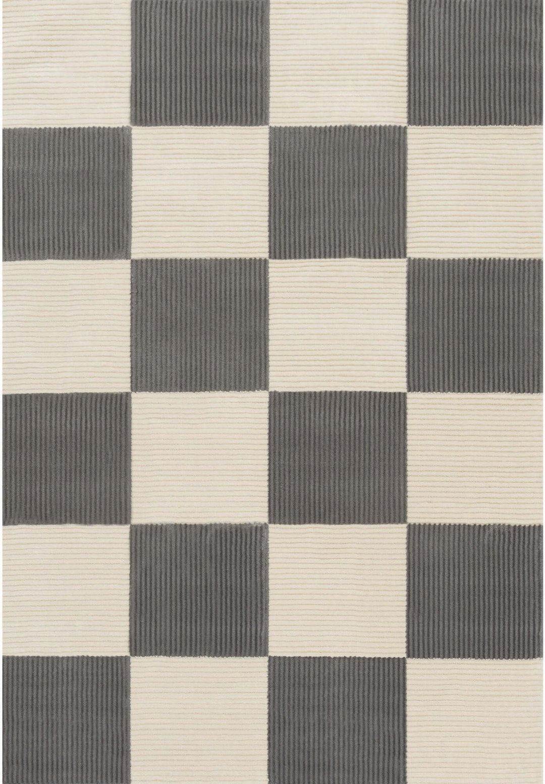 The Rugs Modern Living Room Rug - Checkered Design Stride Rug in Grey