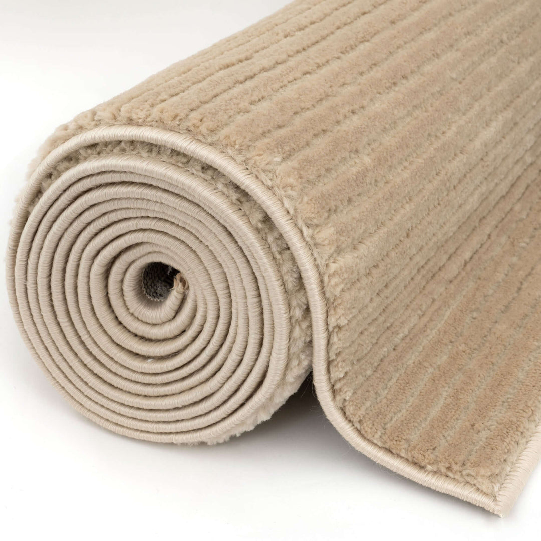 The Rugs Modern Living Room Rug - Striped Design Sandstone Rug in Beige