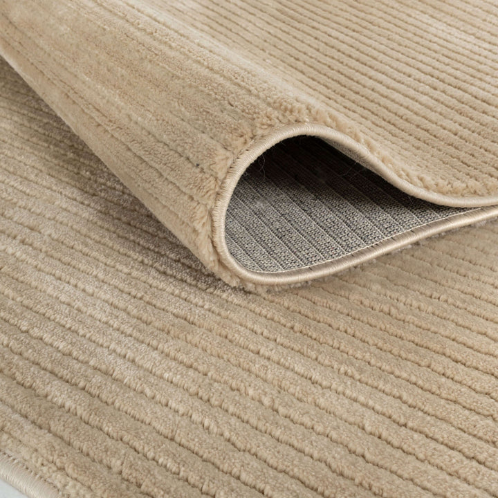 The Rugs Modern Living Room Rug - Striped Design Sandstone Rug in Beige