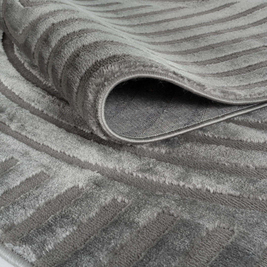 The Rugs Modern Living Room Rug - Waves Design Strata Rug in Grey