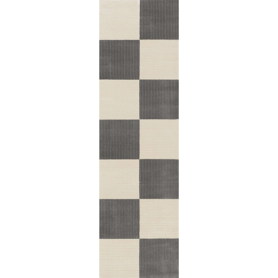 The Rugs Modern Living Room Rug - Checkered Design Stride Rug in Grey