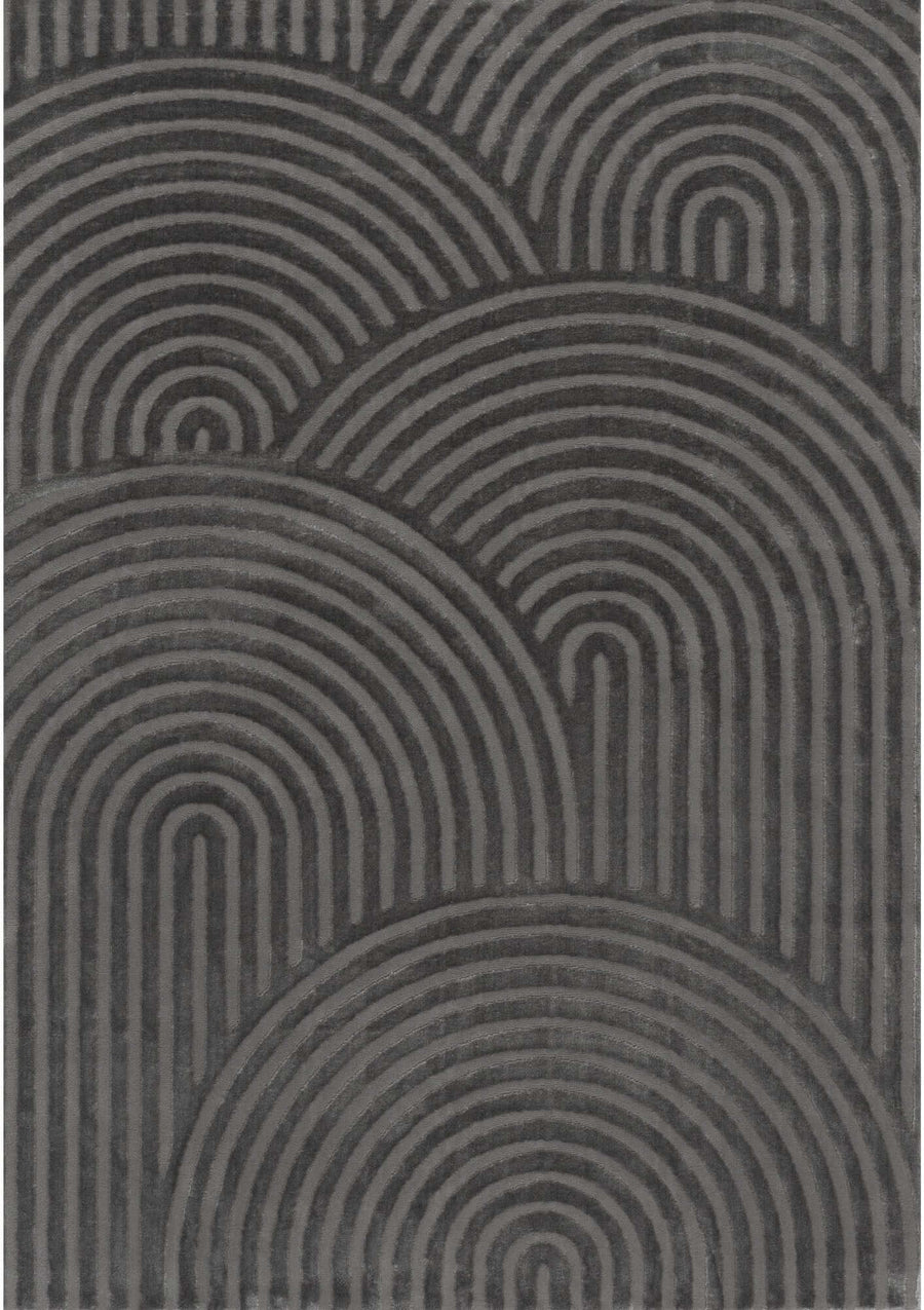 The Rugs Modern Living Room Rug - Waves Design Strata Rug in Grey