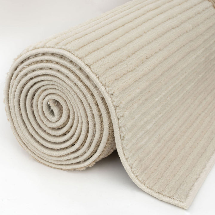 Sync Beige Rug Geometric design textured pile, stain-resistant.