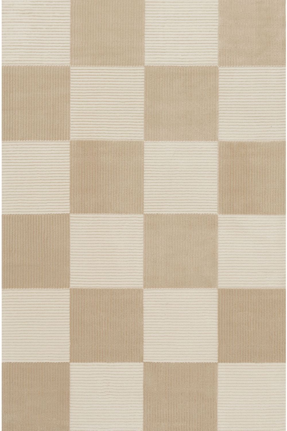 Sync Beige Rug Geometric design textured pile, stain-resistant.
