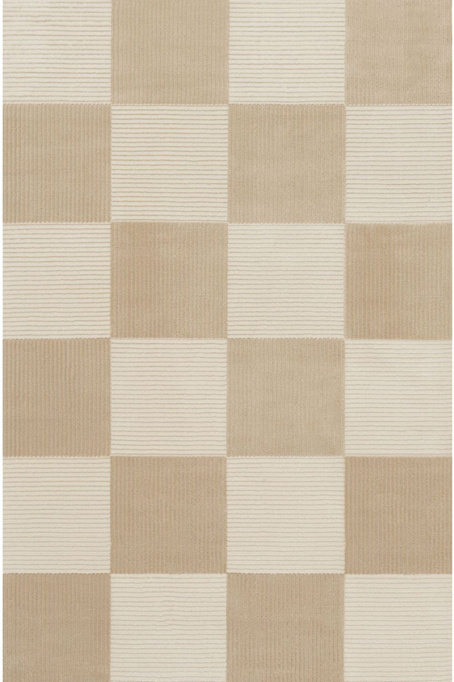 Sync Beige Rug Geometric design textured pile, stain-resistant.