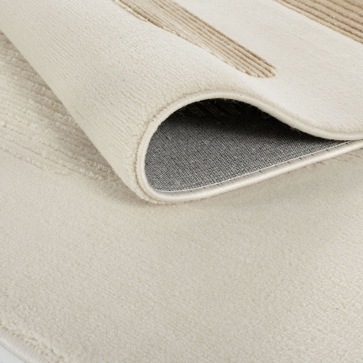 Vista Beige rug abstract design, stain-resistant, soft pile.